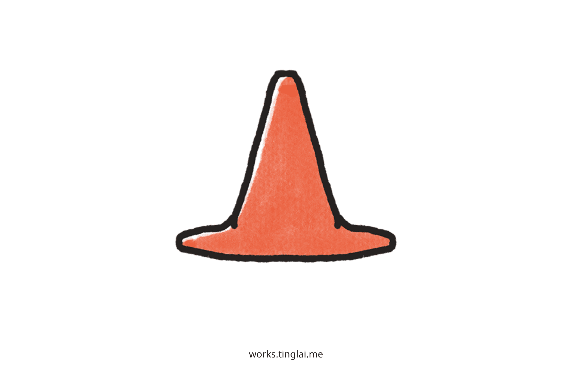 紅色三角錐、交通錐-簡單插圖