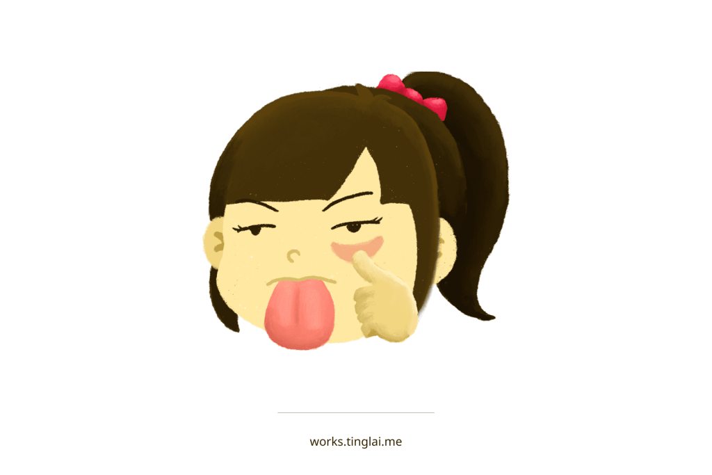 吐舌頭女孩-蠟筆風格