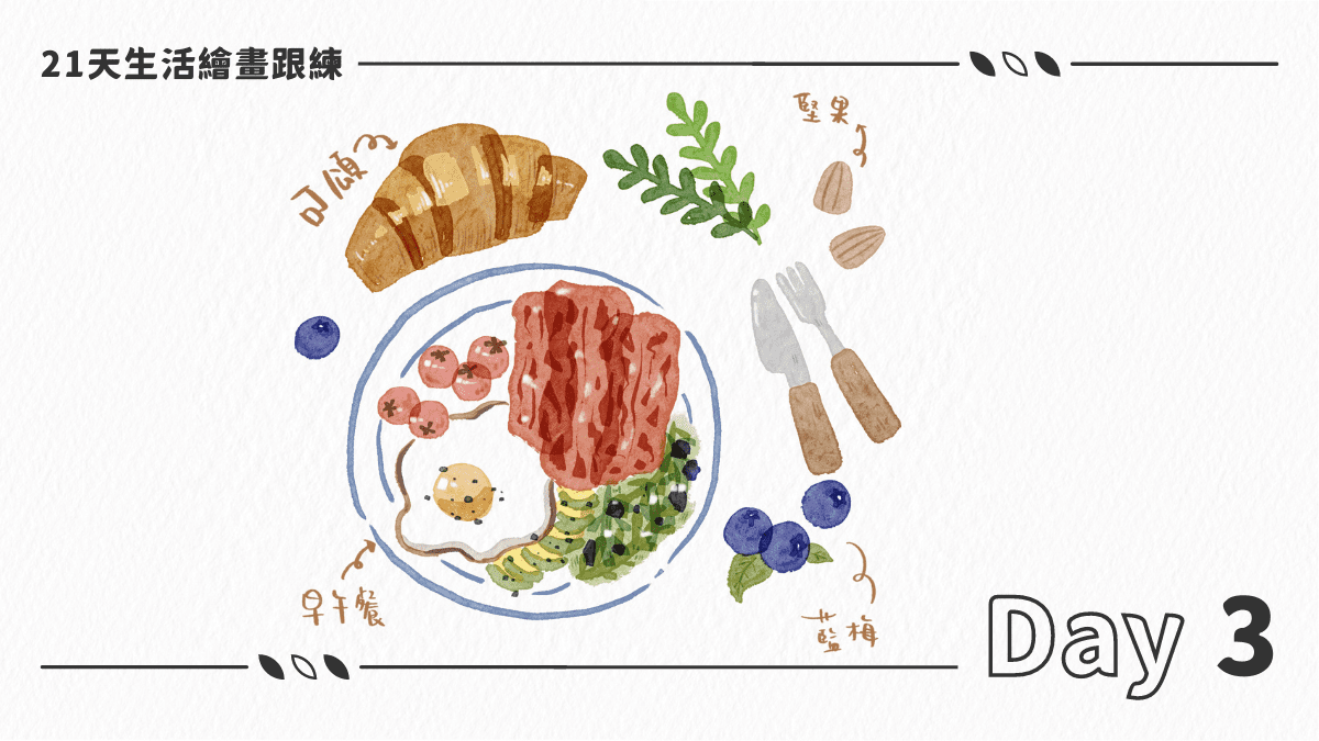 Procreate 生活繪畫跟練 Day 3 - 水彩早午餐