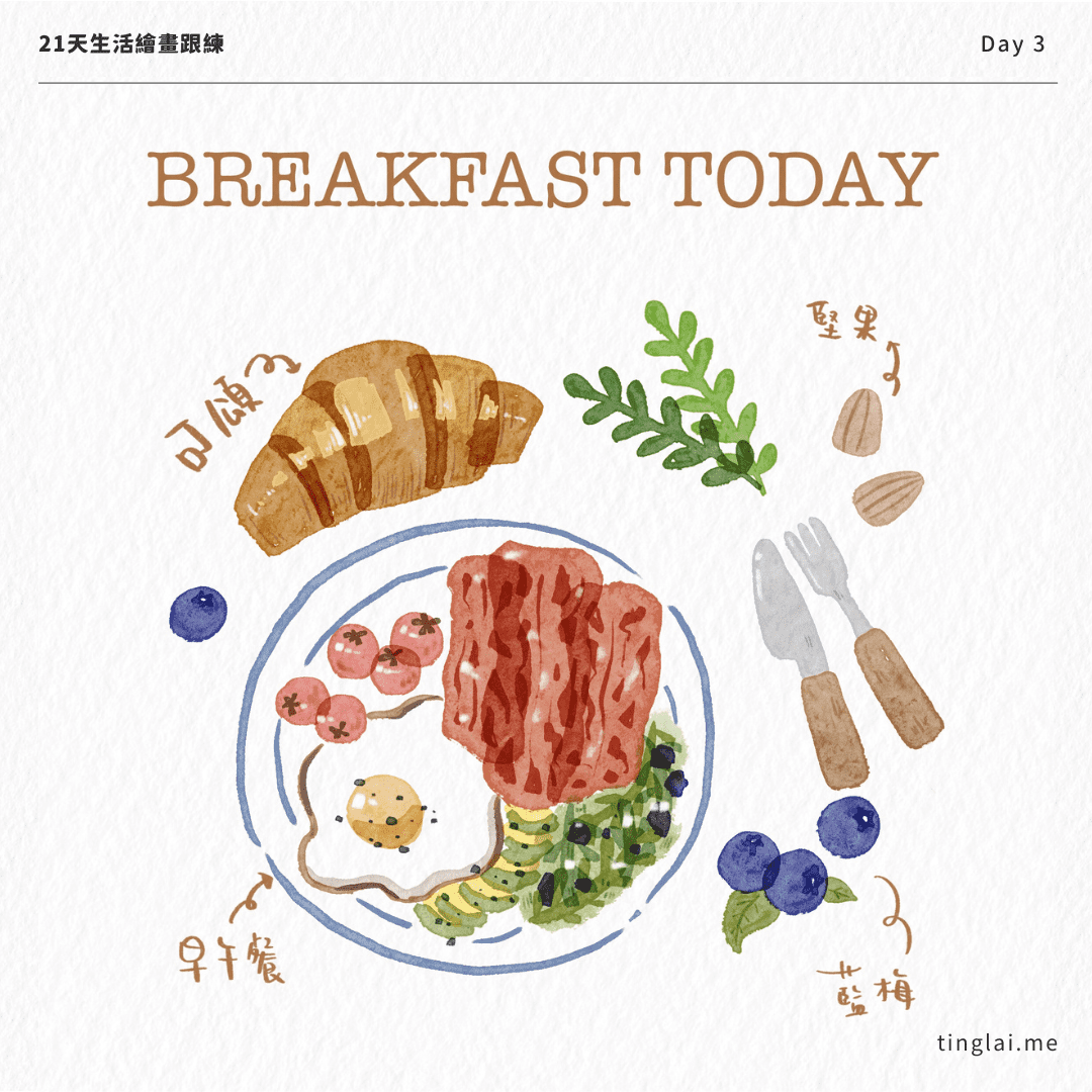 Procreate 生活繪畫跟練 Day 3作業 - 水彩早午餐 